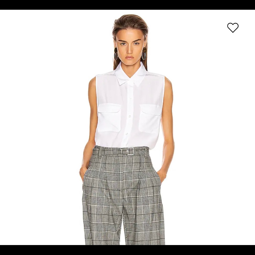 Equipment slim signature sleeveless silk shirt